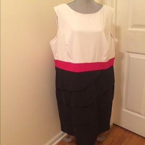 Black and white dress with red accent